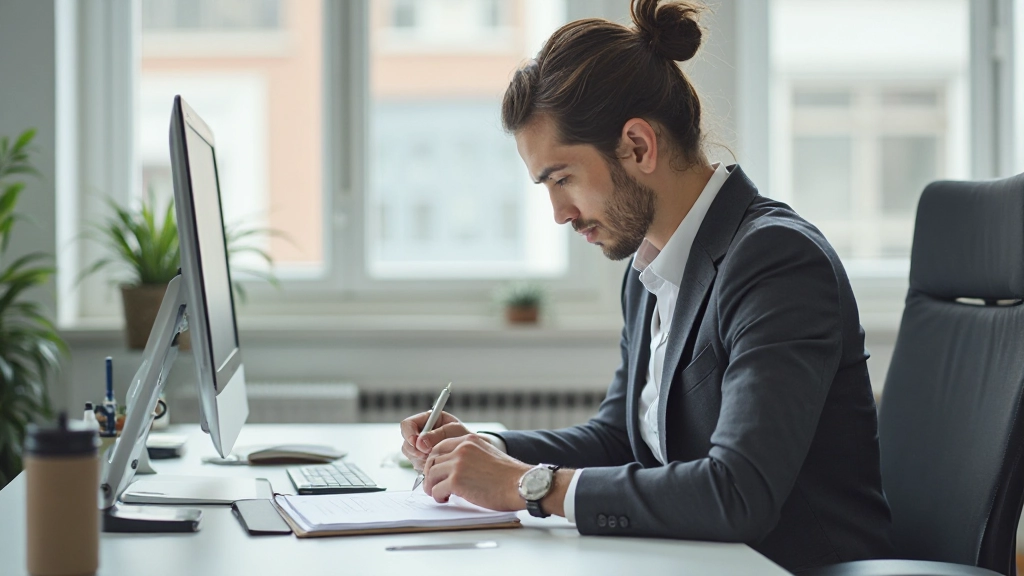 Person organisiert ihren Arbeitsplatz für maximale Produktivität und Willenskraft